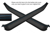 BLUE STITCH 2X DOOR SILL LEATHER SKIN COVERS  FITS LOTUS ELAN M100 89-95