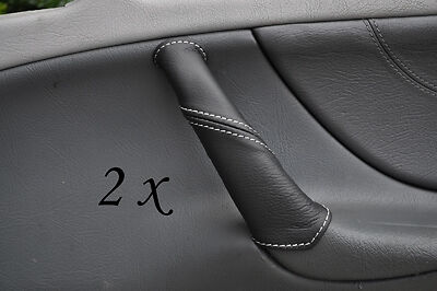 WHITE STITCH FITS MERCEDES CLK W208 97-02 2X DOOR HANDLE LEATHER COVERS
