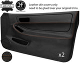 BROWN STITCH 2X FULL DOOR CARD LEATHER COVER FOR HONDA INTEGRA TYPE R DC2 93-01