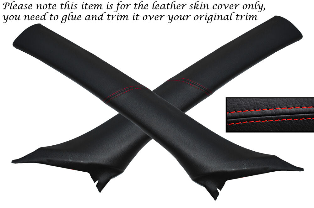 RED STITCH 2X WINDSCREEN A PILLAR LEATHER COVERS FITS ALFA ROMEO 159 05-11