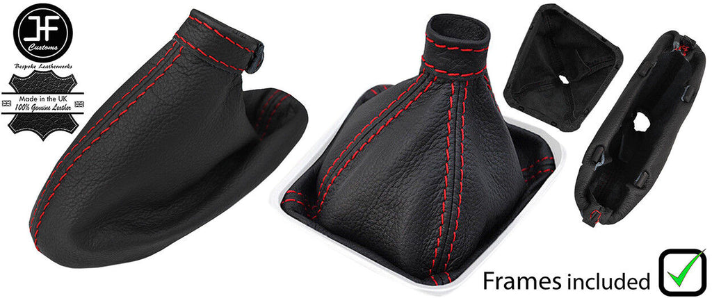 RED STITCH LEATHER GAITER SET WITH PLASTIC FRAME FITS ALFA ROMEO BRERA 06-11