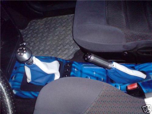 WHITE AND BLUE LEATHER FITS FORD ESCORT MK5 MK6 MK7 GEAR&HANDBRAKE GAITER NEW