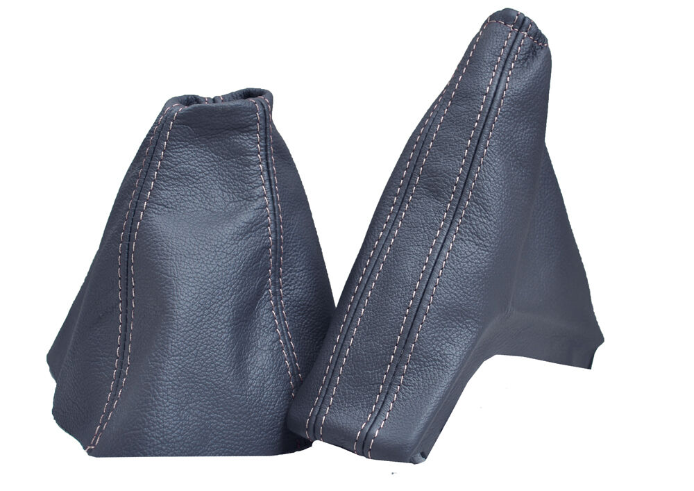 WHITE STITCH FITS ASTRA H MK5 GEAR & HANDBRAKE GAITER REAL GREY LEATHER