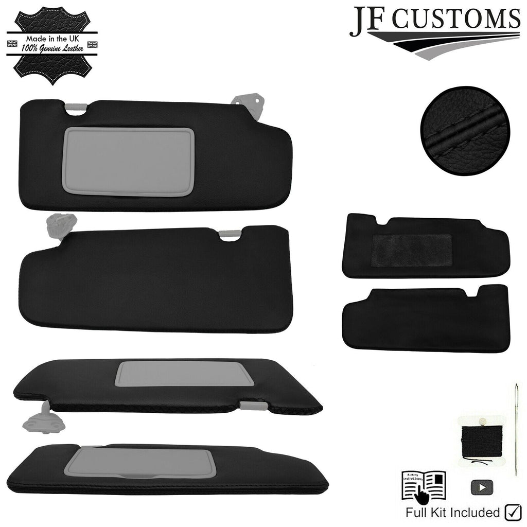 BLACK CROSS STITCH ITALIAN LEATHER 2X SUN VISOR COVERS FOR NISSAN 350Z 33Z 03-09