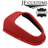 D RED ITALIAN LEATHER GEAR SURROUND GAUNTLET COVER+FRAME FOR JAGUAR E TYPE S2