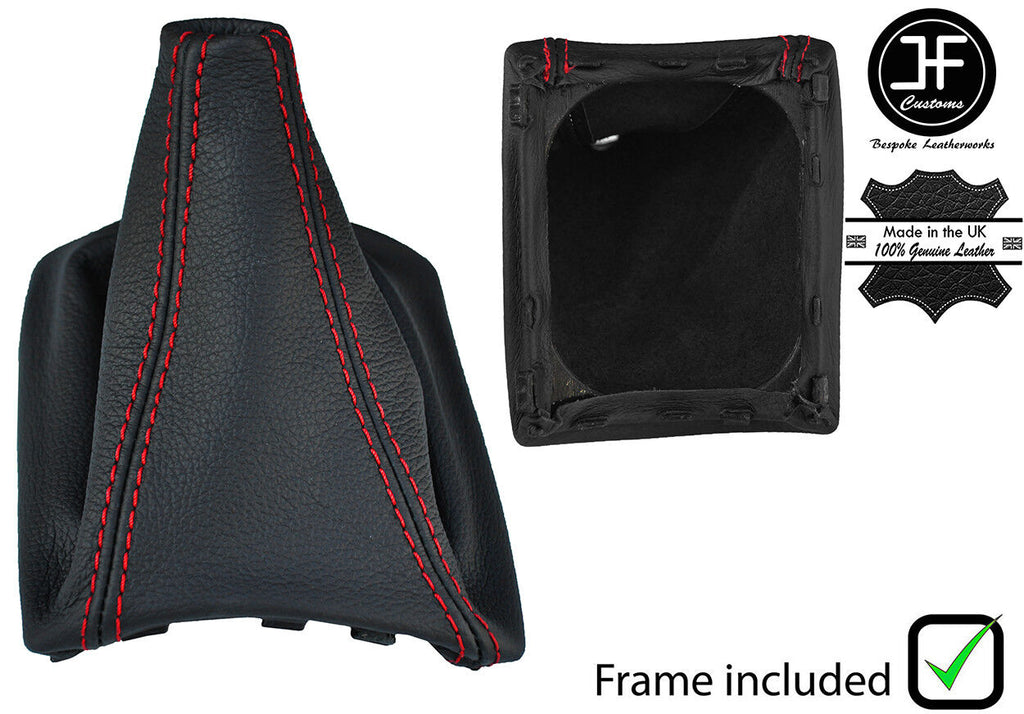 RED STITCH REAL LEATHER GEAR GAITER+PLASTIC FRAME FOR HYUNDAI GETZ 2006-2010