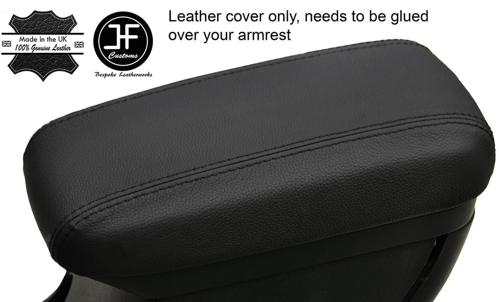 BLACK STITCHING ARMREST LID REAL LEATHER COVER FITS KIA RIO MK3 2012-2017
