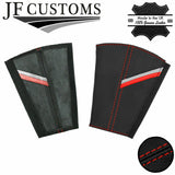 RED STITCH SPORT STRIPES 2X SEAT BELT LONG COVERS FOR AUDI Q2 2016-2022