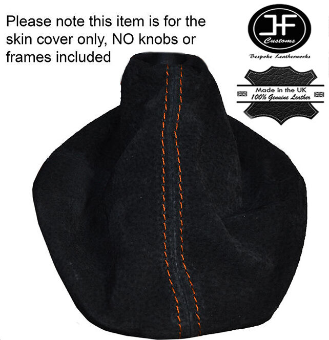 ORANGE STITCHING SUEDE GEAR GAITER FITS VOLKSWAGEN VW GOLF MK4 BORA 1998-2005