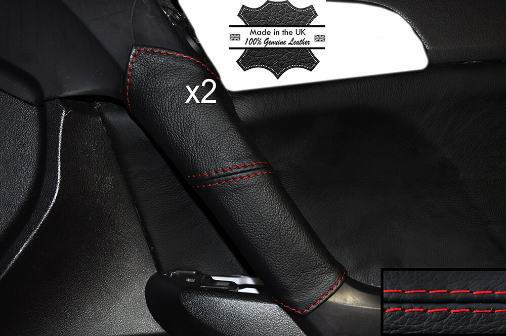 RED STITCH 2X REAR DOOR HANDLE LEATHER COVERS FITS HONDA ACCORD MK8 2008-2012