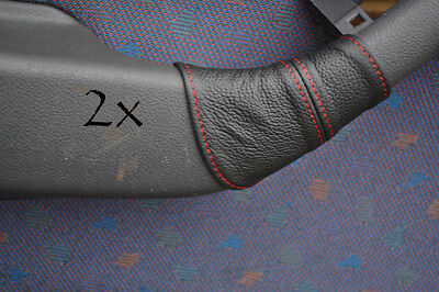 FITS FIAT BRAVO LEATHER 2X DOOR HANDLE COVERS red stitch CUSTOM NEW MADE IN UK