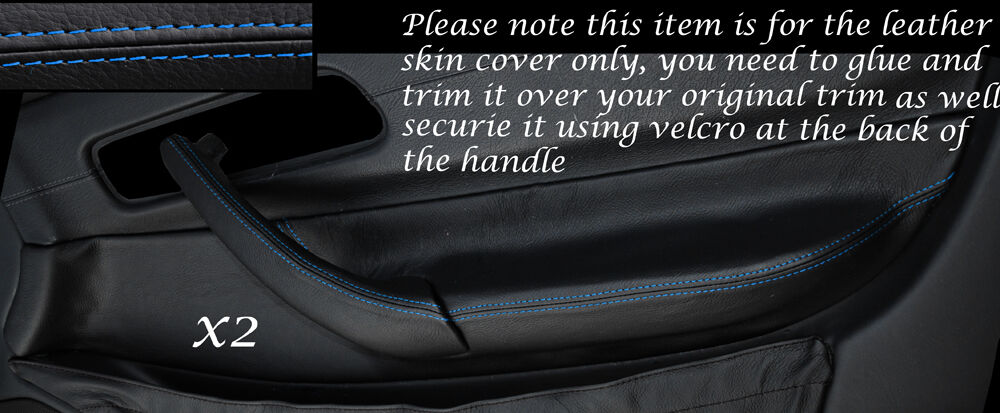 BLUE STITCH 2X FRONT DOOR HANDLE ARMREST COVERS FITS MERCEDES SLK R170 96-04