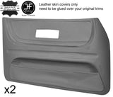 GREY LEATHER 2X FRONT FULL  DOOR CARD TRIM COVERS FITS SAAB 900 CLASSIC 78-93