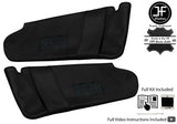BLACK CROSS STITCH 2X SUN VISOR LEATHER COVERS FITS VW T5 TRANSPORTER 2 MIRROR