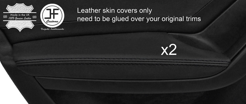 BLACK  STITCH 2X REAR DOOR ARMREST NAPPA LEATHER COVERS FITS AUDI A4 B8 08-15