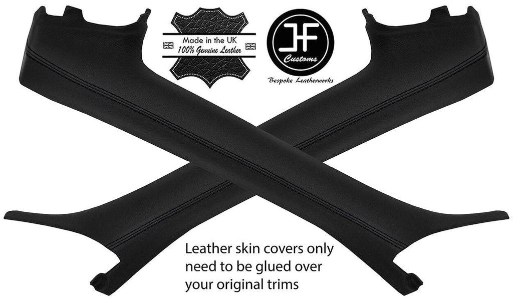 BLACK STITCH 2X A PILLAR LEATHER COVERS FITS AUDI A4 B6 B7 CABRIO 02-09 STYLE 2