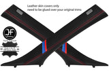 RED STITCH TRI STRIPE 2X A PILLAR LEATHER COVERS FOR BMW 6 E63 COUPE 2004-2010