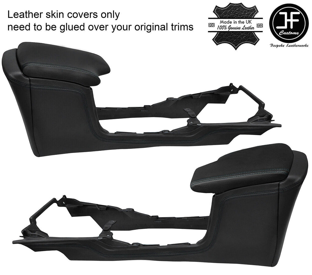 BLACK STITCH CENTRE CONSOLE & ARMREST LID LEATHER COVERS FOR TOYOTA HILUX 16-19