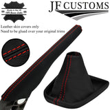 RED STITCH ITALIAN LEATHER GEAR HANDBRAKE GAITERS FOR VW CADDY 2016-2019