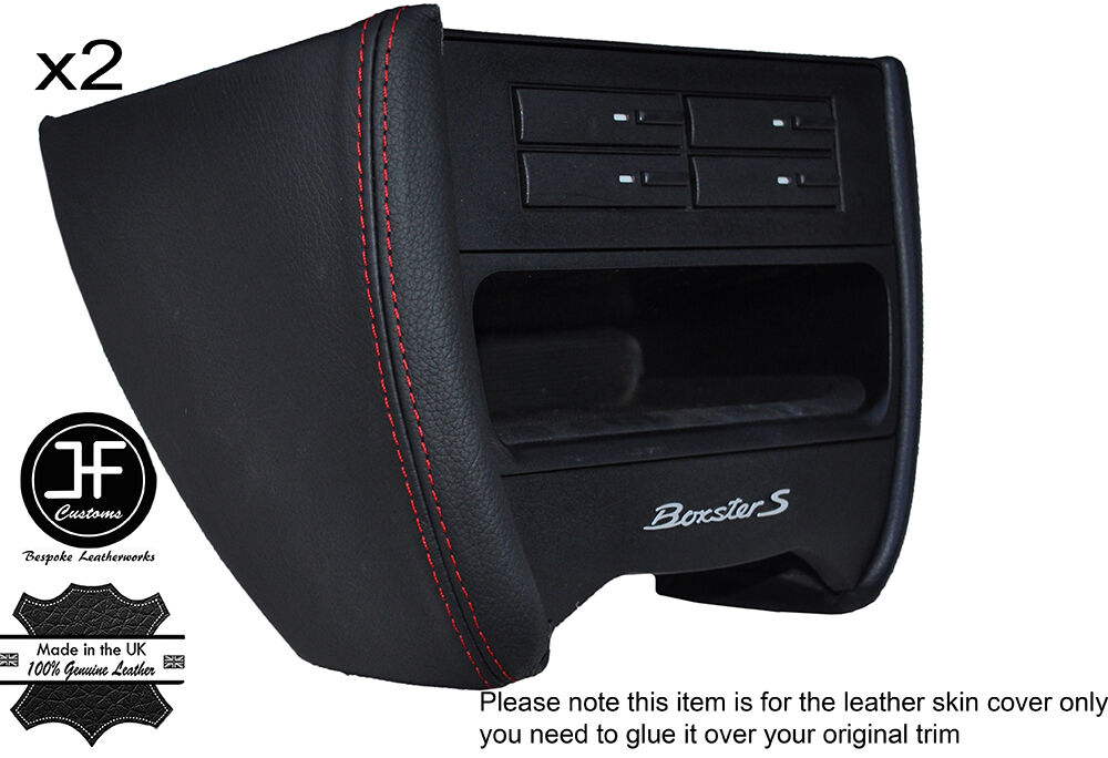 RED STITCH DASH CONSOLE SIDE TRIM LEATHER COVER FOR PORSCHE 986 & CARRERA 996