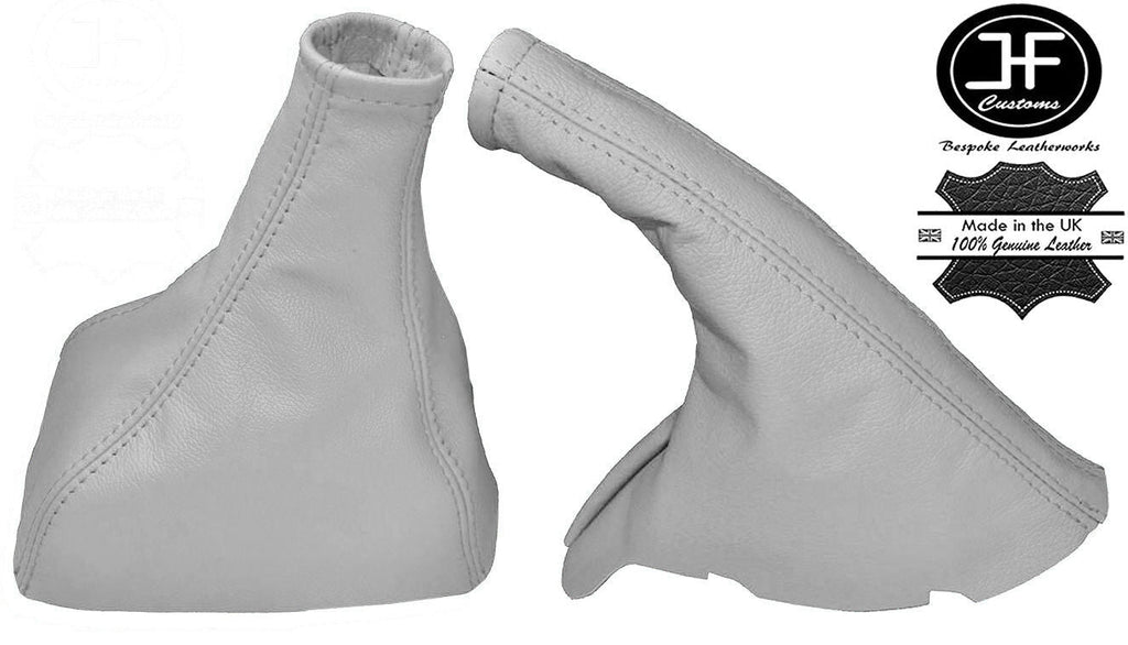 WHITE REAL LEATHER GEAR & HANDBRAKE GAITER FITS VAUXHALL OPEL CORSA C 2000-2006