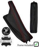 RED STITCH LEATHER HANDBRAKE GAITER+PLASTIC FRAME FITS BMW 8 SERIES E31 90-99