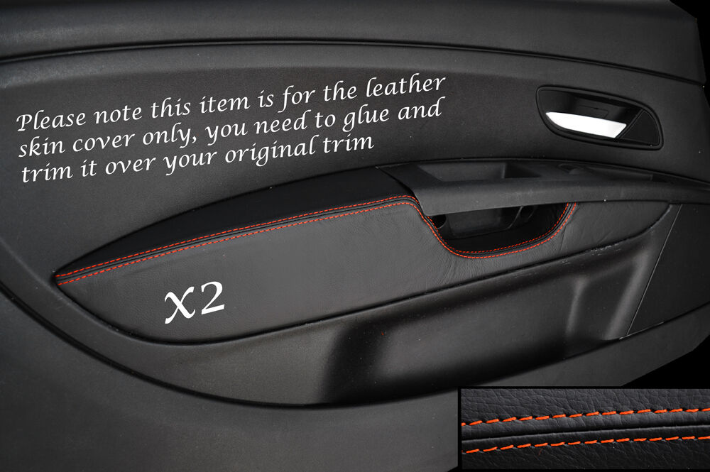 ORANGE STITCH 2X FRONT DOOR CARD TRIM ARMREST COVER FITS FIAT GRANDE PUNTO 05-11