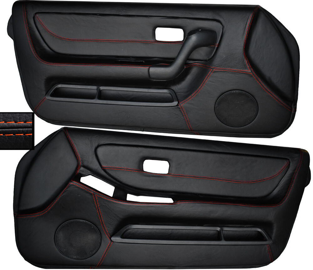 ORANGE STITCH 2X FRONT FULL DOOR CARD SKIN COVERS FITS NISSAN SKYLINE R33 93-98