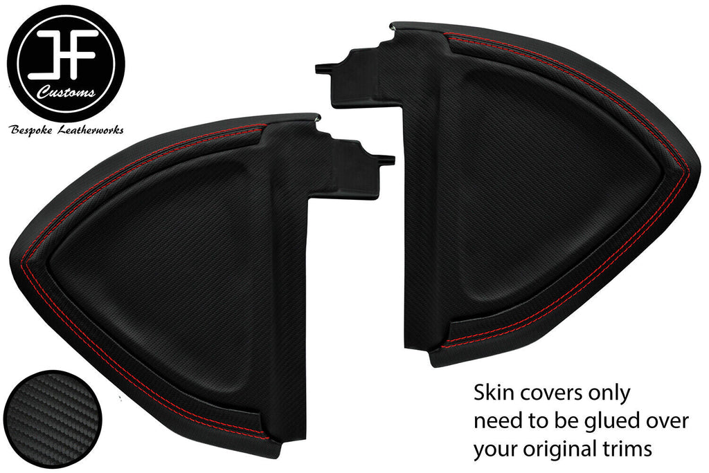 RED STICH 2X CARBON VINYL END DASH SIDE TRIM COVER FOR SMART FORTWO 451 07-14