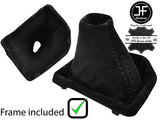 BLACK STITCHING SUEDE AUTOMATIC GEAR GAITER + PLASTIC FRAME FOR VW T6 2016-2019