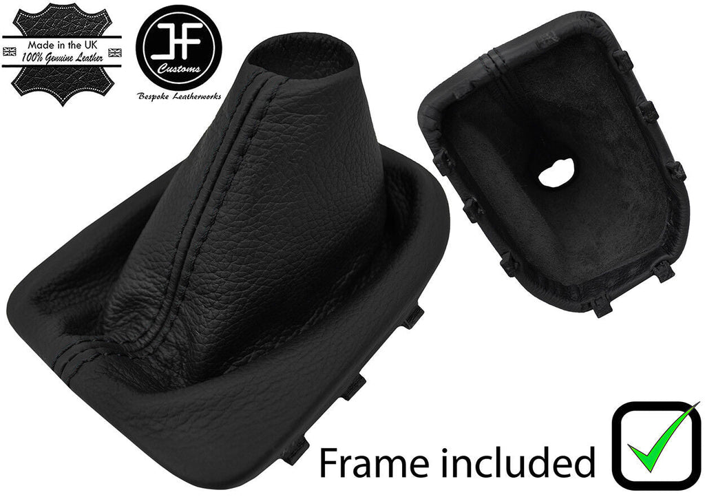 BLACK STITCH LEATHER MANUAL GEAR GAITER WITH PLASTIC FRAME FITS KIA RIO 11-16