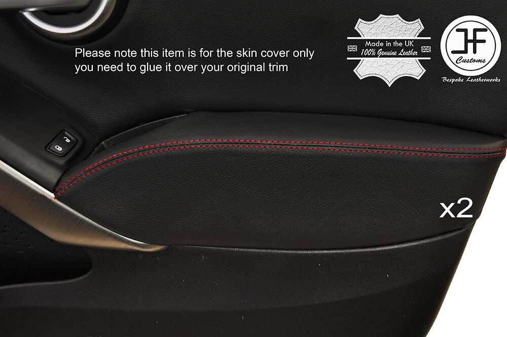 RED STITCH 2X FRONT DOOR ARMREST LEATHER COVER FITS FIAT 500X 500 X 14-17