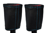 BLUE STITCH FITS FIAT 500 & 500 ABARTH 07+ 2X FRONT SEAT BELT LEATHER COVERS