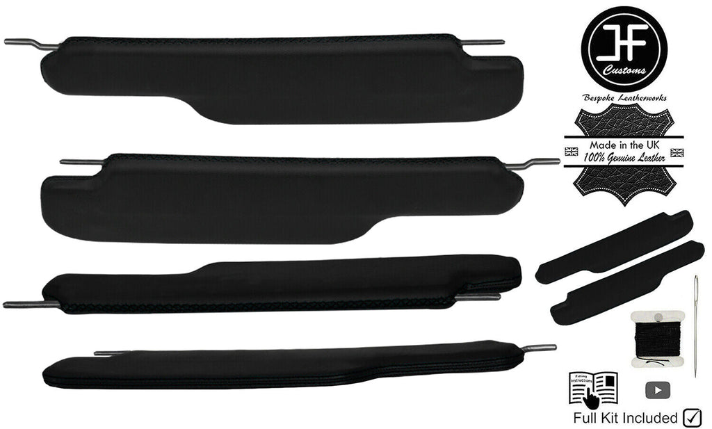 BLACK CROSS STITCH 2X SUN VISOR LEATHER COVERS FOR FORD THUNDERBIRD 64-66