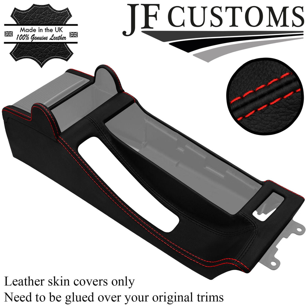 RED STITCH LEATHER CENTRE CONSOLE COVER FOR BMW E46 CONVERTIBLE ARMREST MODEL