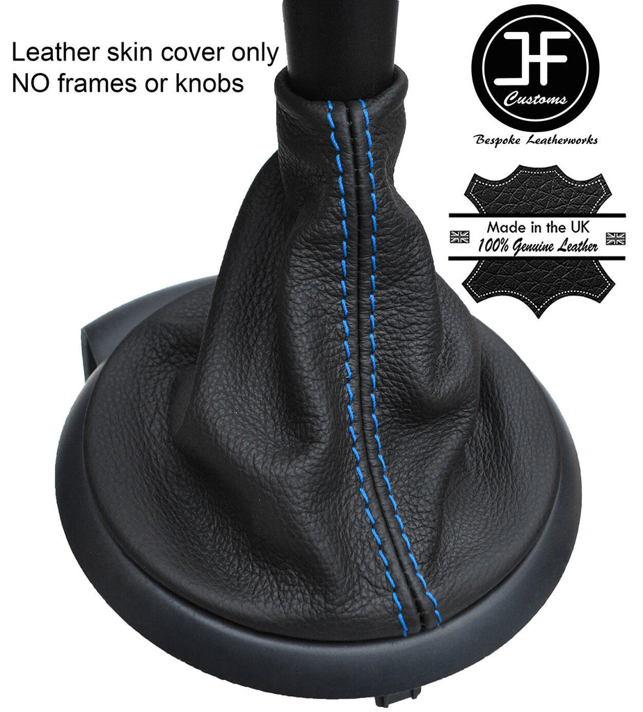 BLUE STITCH TOP GRAIN REAL LEATHER GEAR GAITER FITS PEUGEOT PARTNER 2008-2017