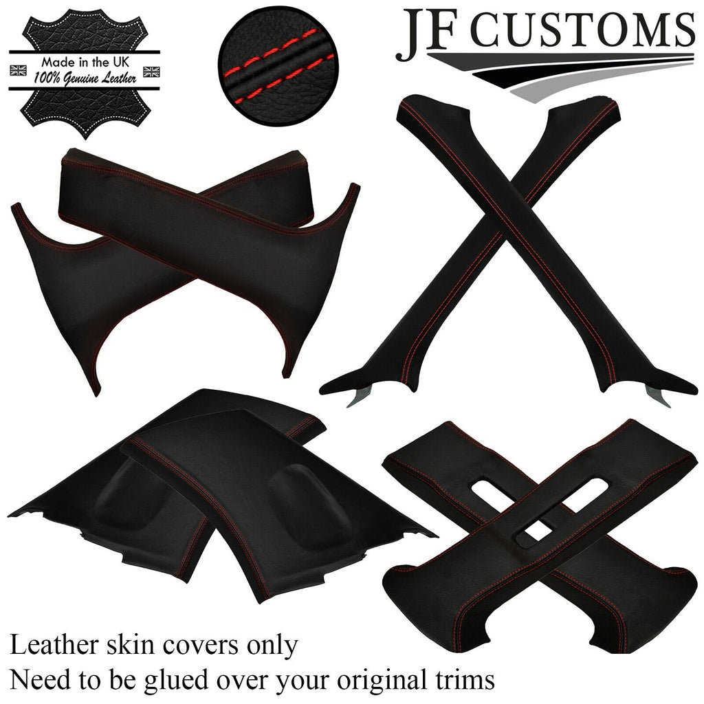 RED STITCH LEATHER PILLAR KIT COVERS FITS SUBARU IMPREZA WRX STI 05-07
