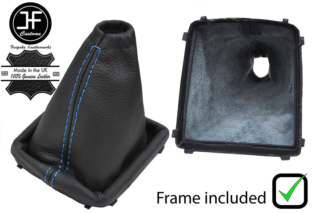 BLUE STITCH FOR FORD FOCUS MK2 04-2008 GEAR GAITER LEATHER WITH PLASTIC FRAME