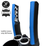BLACK & BLUE LEATHER 2X DOWN TUBES COVERS FITS BMW MINI COOPER S R50 R53 01-06