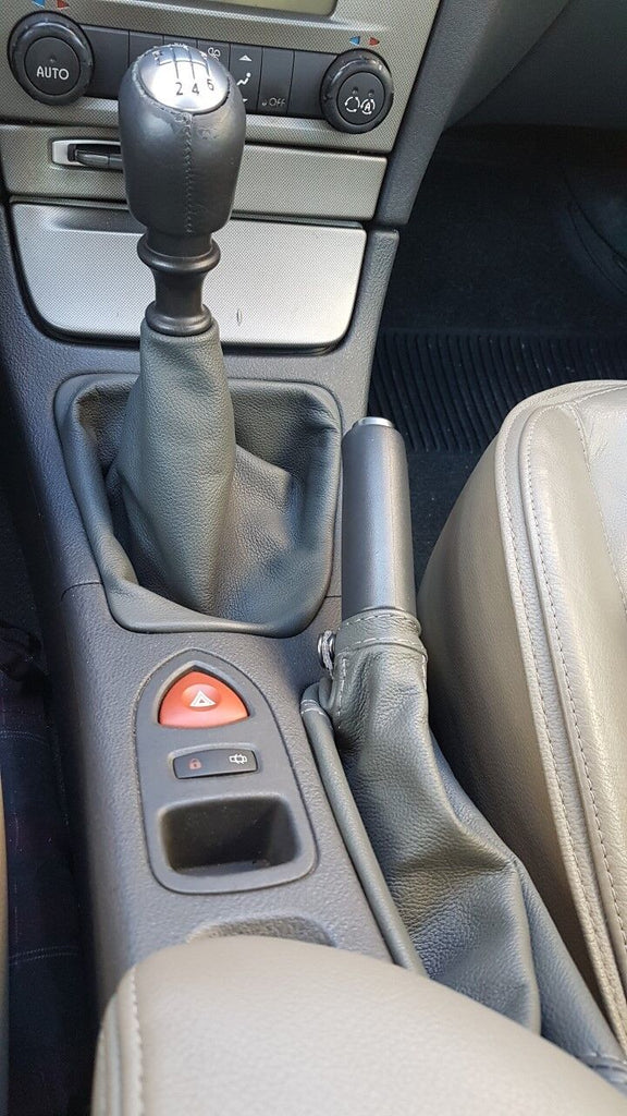 FOR RENAULT LAGUNA MK2 01-07 GEAR HANDBRAKE KNOB COVER DARK GREY LEATHER