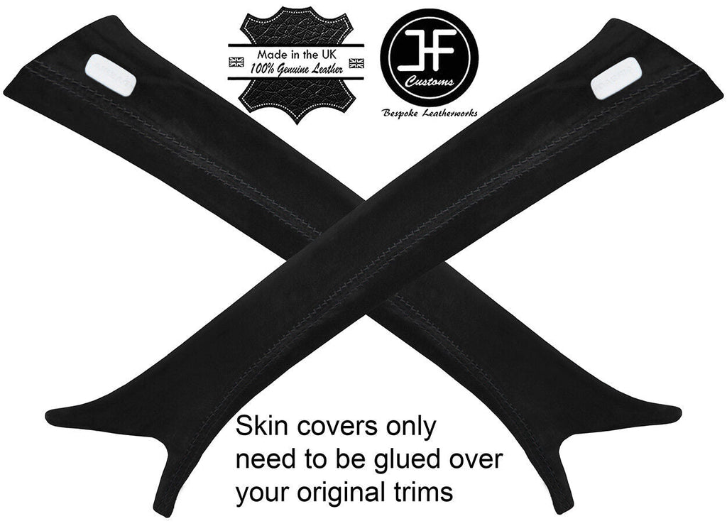 BLACK STITCH 2X A PILLAR REAL SUEDE COVERS FITS AUDI A6 C7 2011-2017 CUSTOM NEW