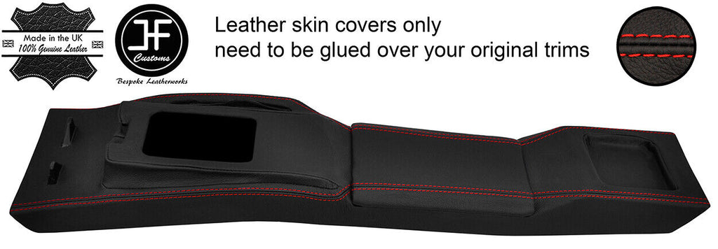 RED STITCH CONSOLE & ARMREST LEATHER COVERS FOR TOYOTA MR2 MK1 84-90 STYLE 2