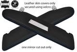 BLUE STITCH 2X SUN VISOR LEATHER COVERS FITS VW T5 TRANSPORTER 1 MIRROR CUTOUT