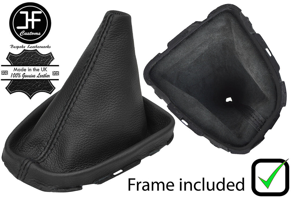 BLACK STITCH LEATHER GEAR GAITER WITH PLASTIC FRAME FITS RENAULT CLIO 2012-2016