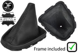 BLACK STITCH LEATHER GEAR GAITER WITH PLASTIC FRAME FITS RENAULT CLIO 2012-2016