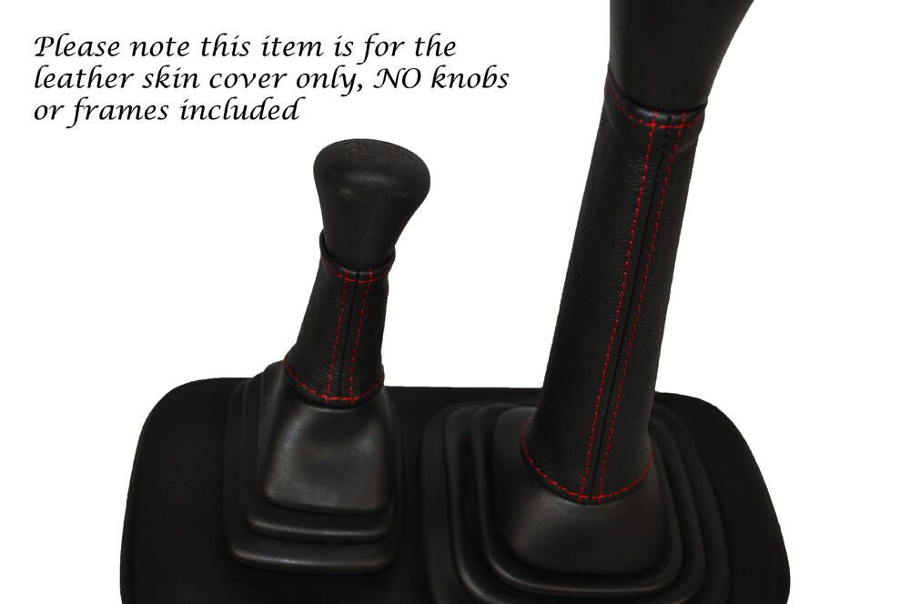 RED STITCH 2X GEAR STICK LEATHER SKIN COVERS FITS LAND ROVER DEFENDER 07-14