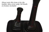 RED STITCH 2X GEAR STICK LEATHER SKIN COVERS FITS LAND ROVER DEFENDER 07-14