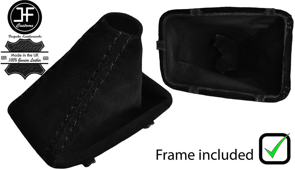 BLACK STITCH AUTOMATIC SUEDE GEAR GAITER+PLASTIC FRAME FOR BMW E90 E91 E92 E93