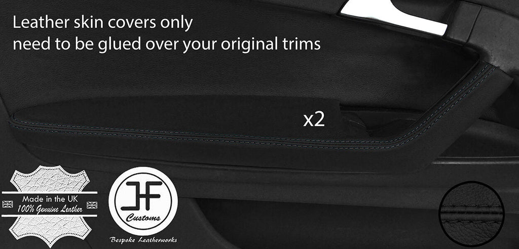 BLACK STITCH 2X FRONT DOOR HANDLE ARMREST LEATHER COVER FOR AUDI A3 04-12 3DOOR