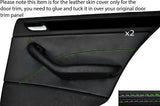 GREEN STITCH 2X REAR DOOR CARD TRIM SKIN COVER FITS BMW E46 SALOON 98-05